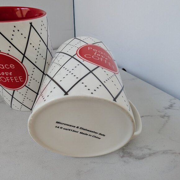 Peace, Love, Coffee Mugs - Set of 2 - Picture 5 of 9